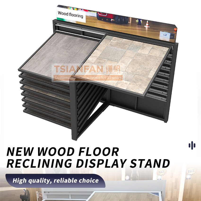 Solid wood floor display rack reclining wood fioor display stand