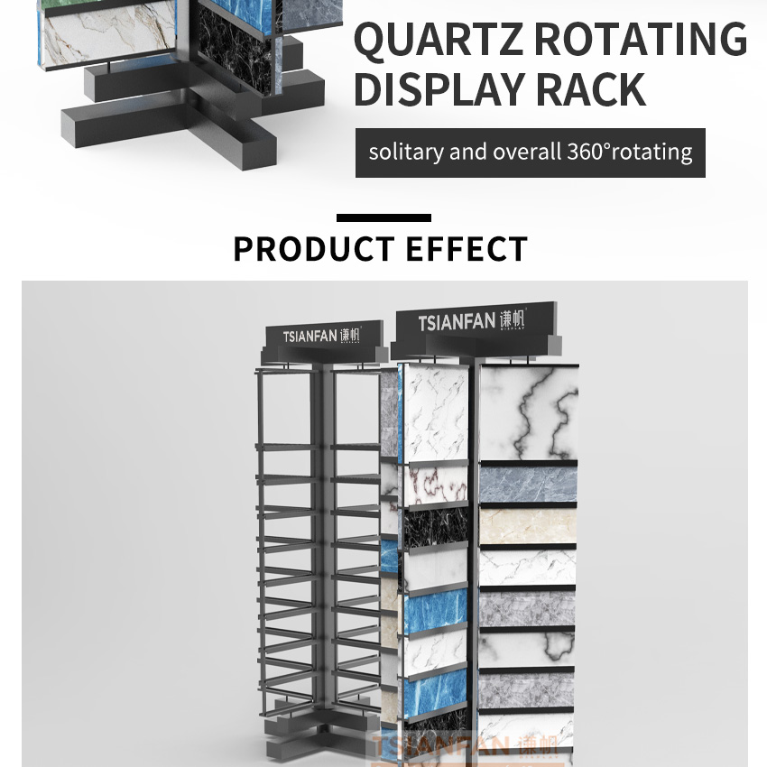 Tile quartz stone rotating display rack floor display stand