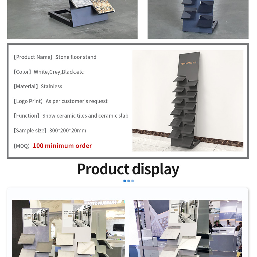 Quartz stone sample display frame ceramic plank floor display rack