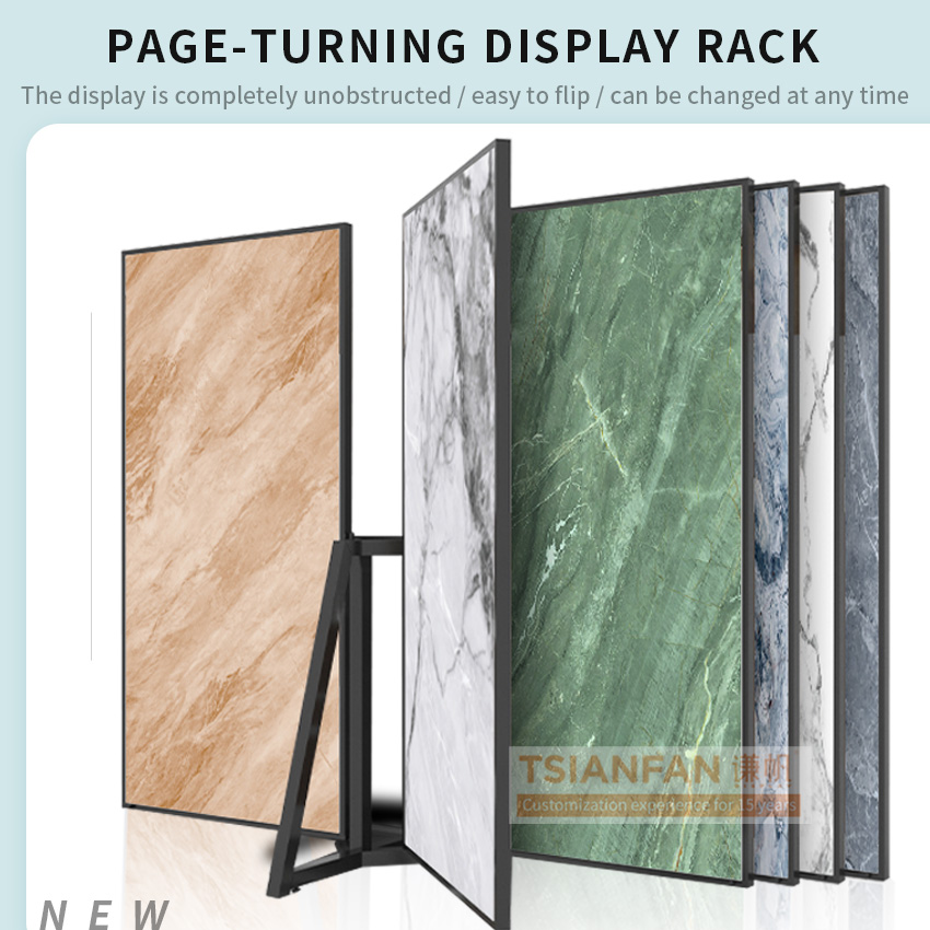 Large tile page turning display rack Ceramic floor display rack
