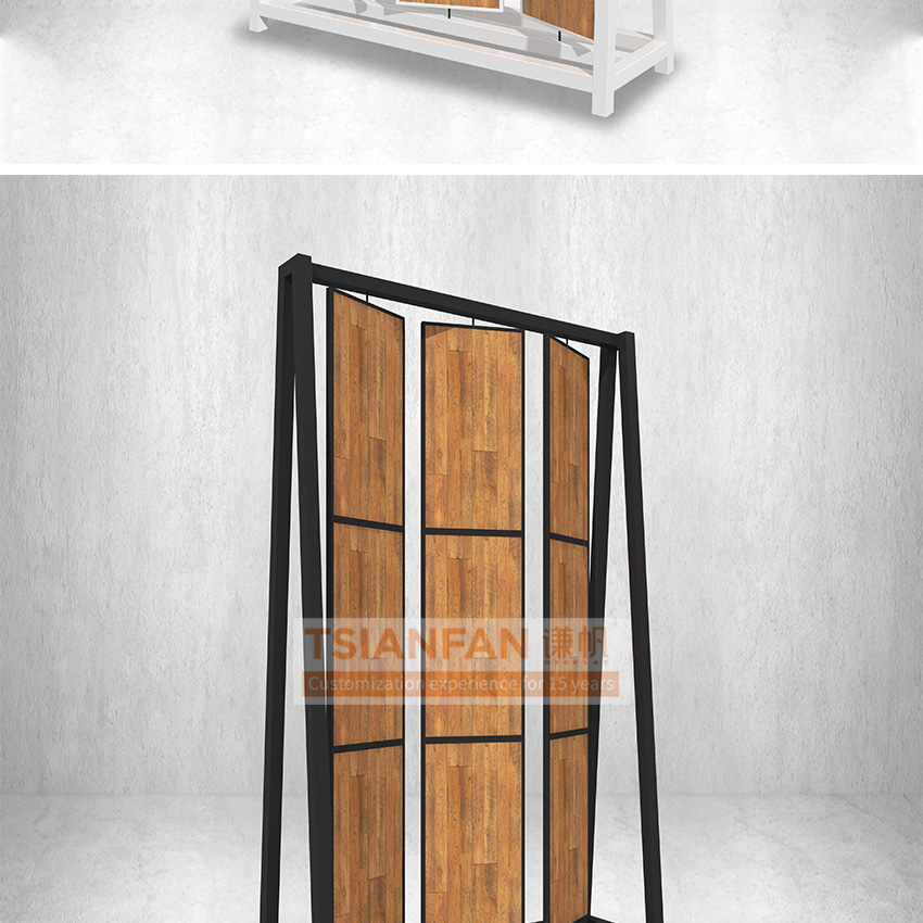 Solid wood floor rotating display rack flooring display frame