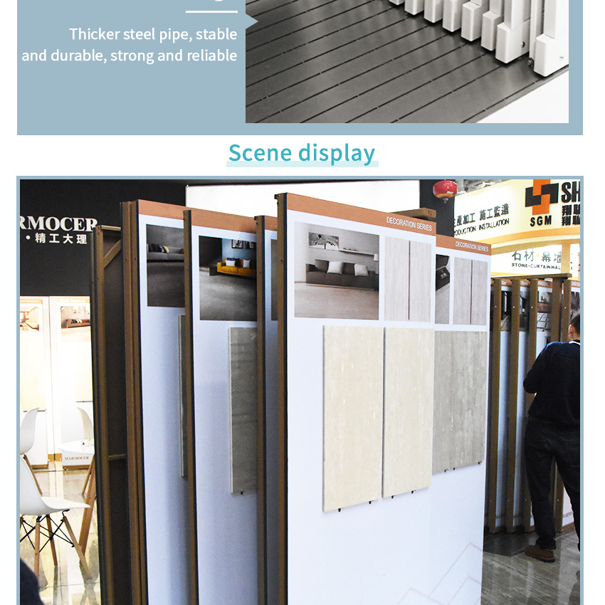 Large tile vertical push pull display rack floor display stand CT605