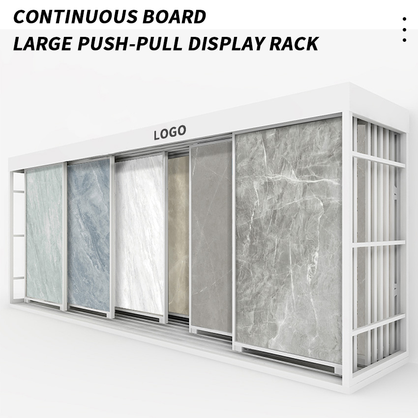 Custom Showroom Large tile Granite Panel sliding push pull rack TL007-1
