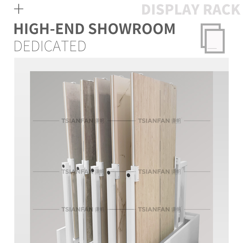 Solid wood floor push pull display rack Tile Marble Quartz sliding stand