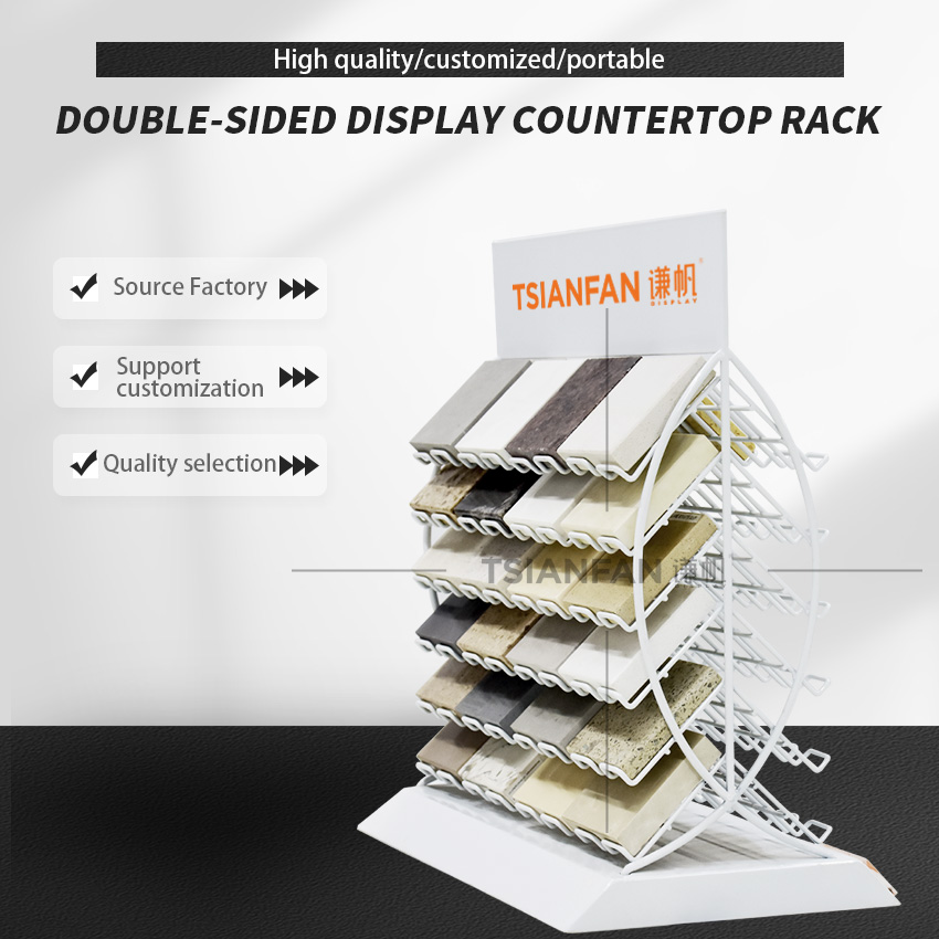 Hot Selling Metal Desk both sides tile Quartz Marble Stone Countertop display stand