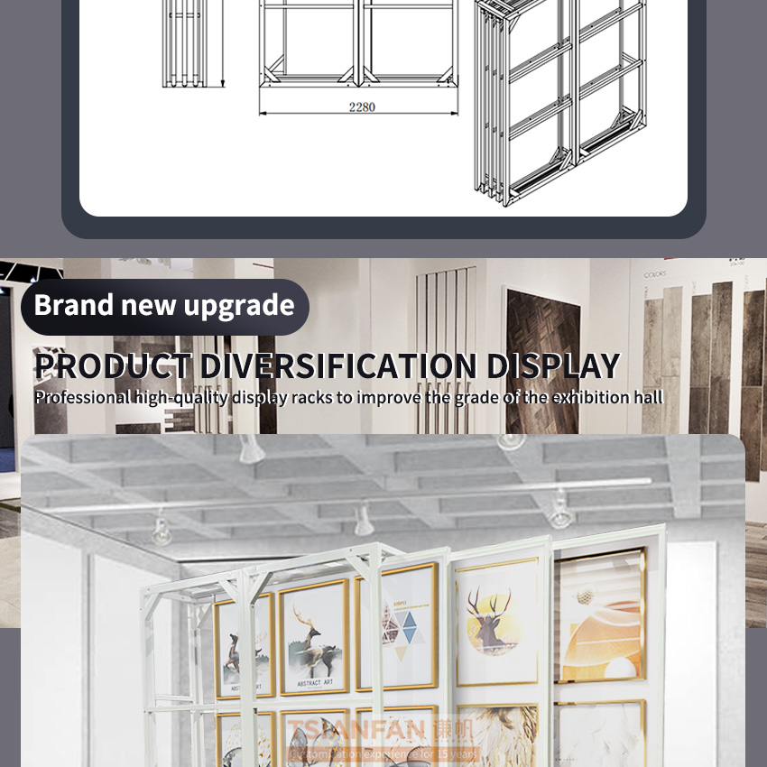 New design showroom photo frame metal for Detachable art painting display rack