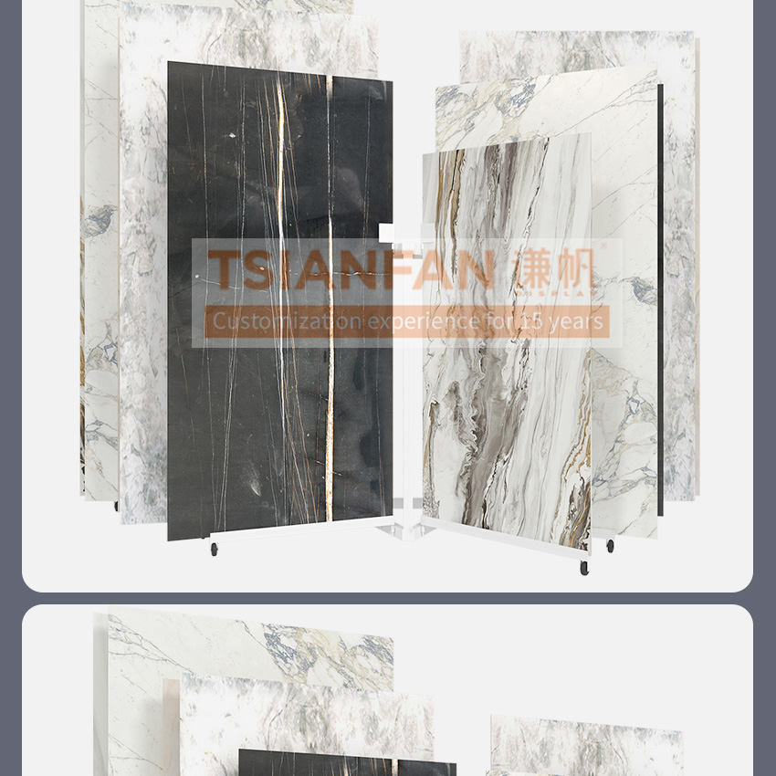 Ceramic Tile rotating page turning display rack stone display rack