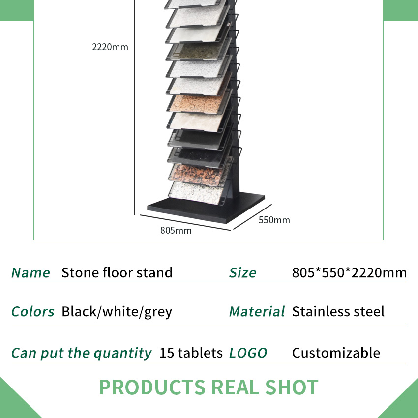 Metal flooring showroom tower tile stone display rack LD017-3