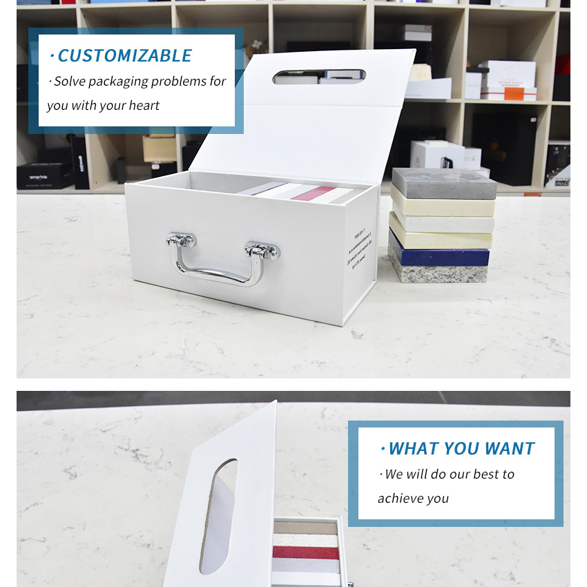 Custom foldable sample quartz storage paper carton magnetic Stone Box