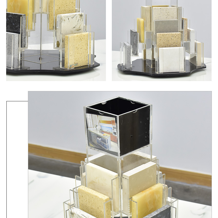 Acrylic Tabletop Racks Rotatory Sample Marble Mosaic Quartz Display 