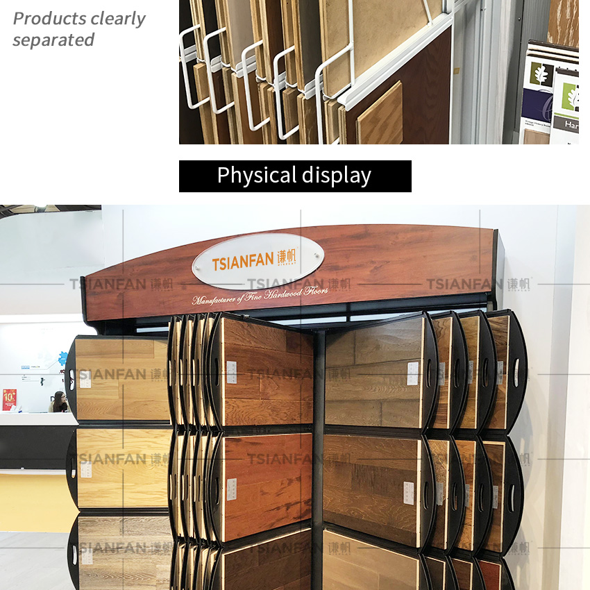 Solid Wood page turning display rack Showroom Metal Wood floor Shelf
