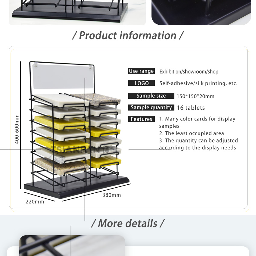 Wholesale Double Side Metal Marble Tiles Stone Sample Display Stand