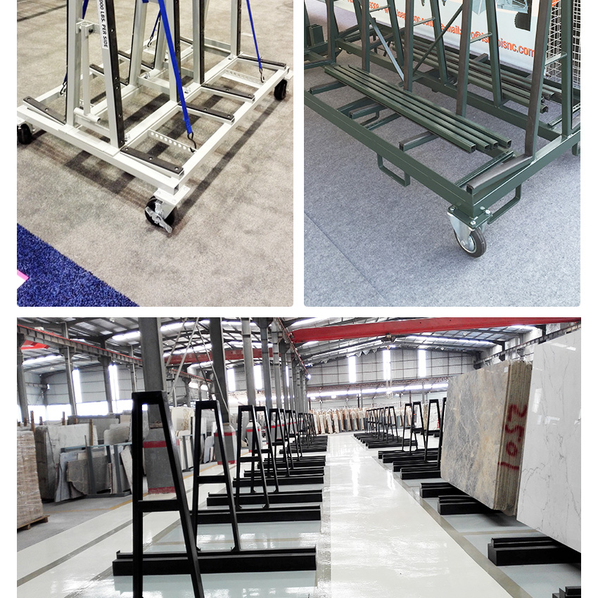 Marble Granite Stone slab display rack double sided A-frame transport cart