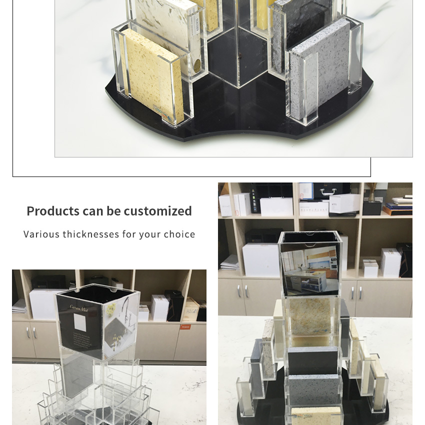 Acrylic Tabletop Racks Rotatory Sample Marble Mosaic Quartz Display 
