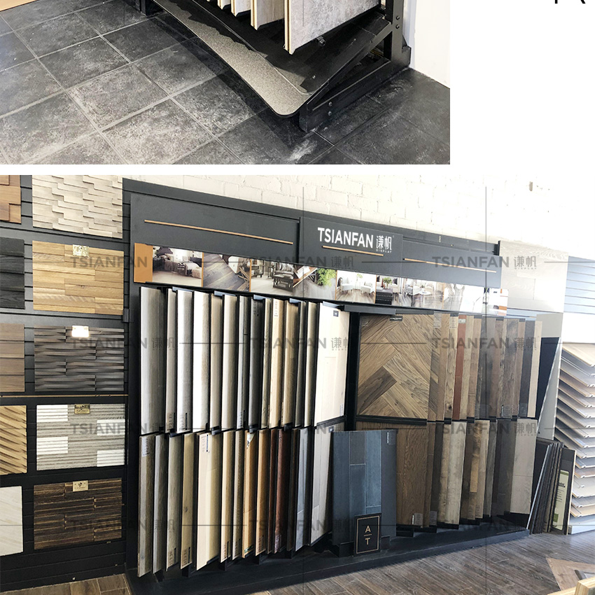 Solid Wood page turning display rack Showroom Metal Wood floor Shelf