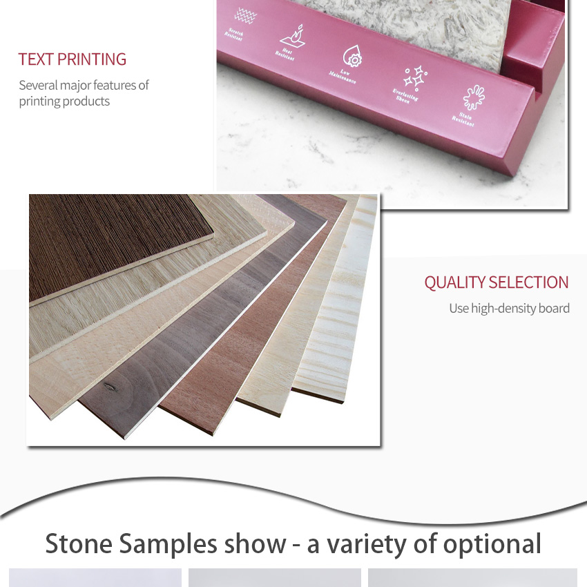 Factory design custom quartz stone sample wooden countertop display frameTM035-1
