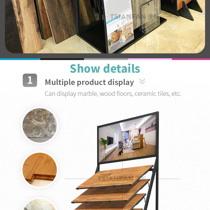 Wholesale Custom Hardwood Sample Metal Wooden Tile Display Flooring Racks Stand