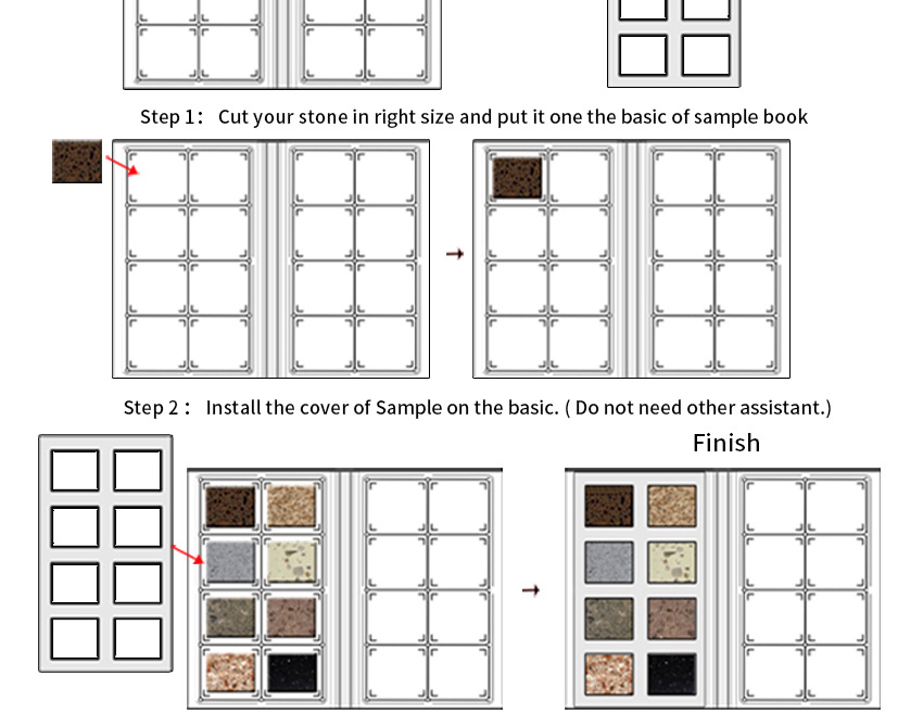 Hot Selling Ceramic Tiles Sample Plastic Book Quartz Display 8 Capacity 