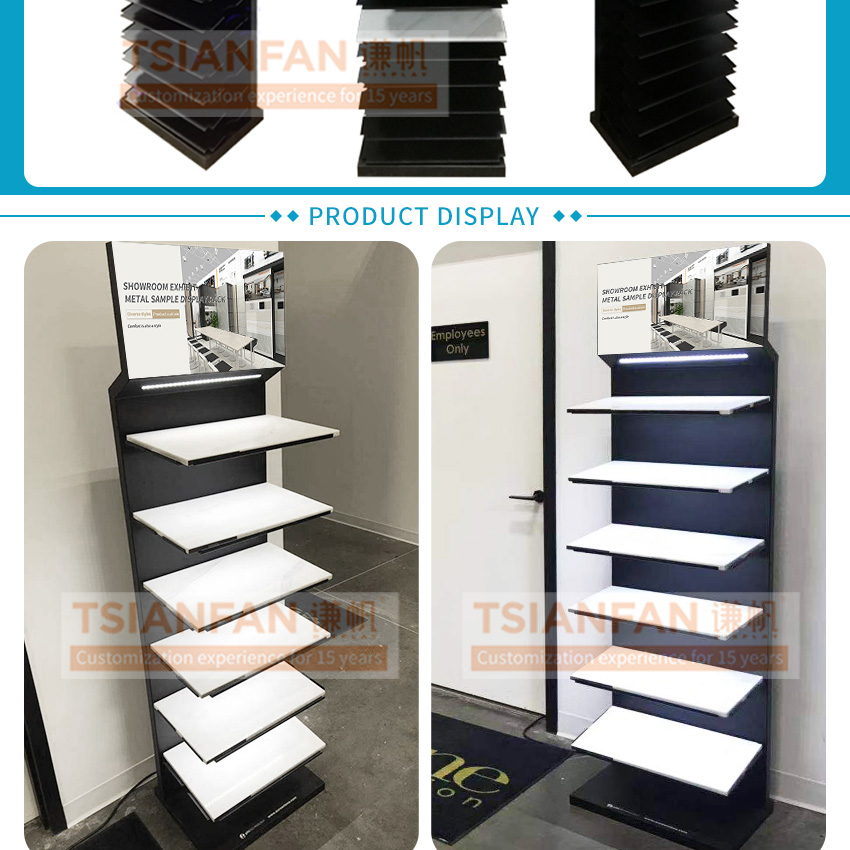 Quartz Display Floor Stand Custom Metal Sample Tower Display Rack LD037-3