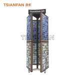 Floor-to-ceiling mosaic display rack with rotating tiles mz2026