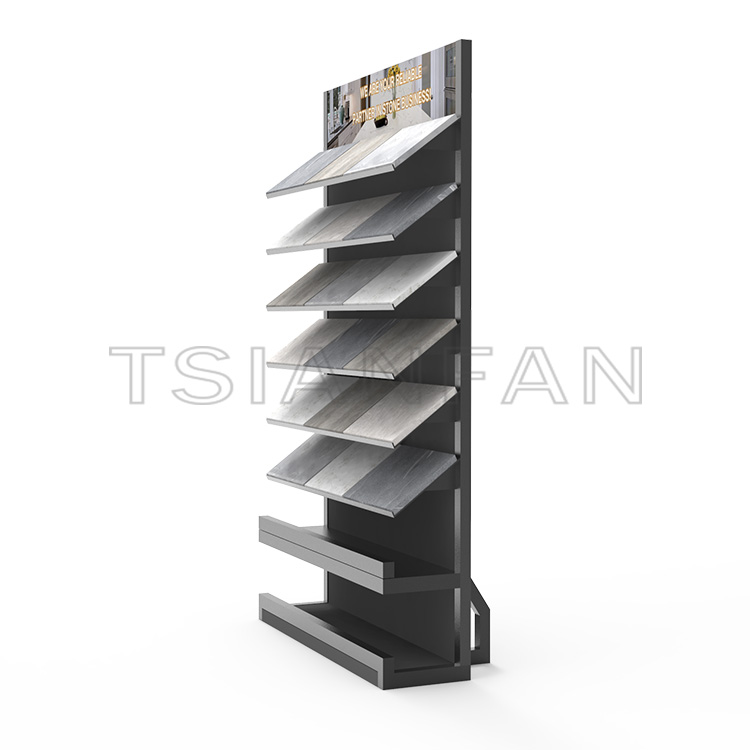 Upright floor-to-ceiling quartz stone sample display stand-SG002