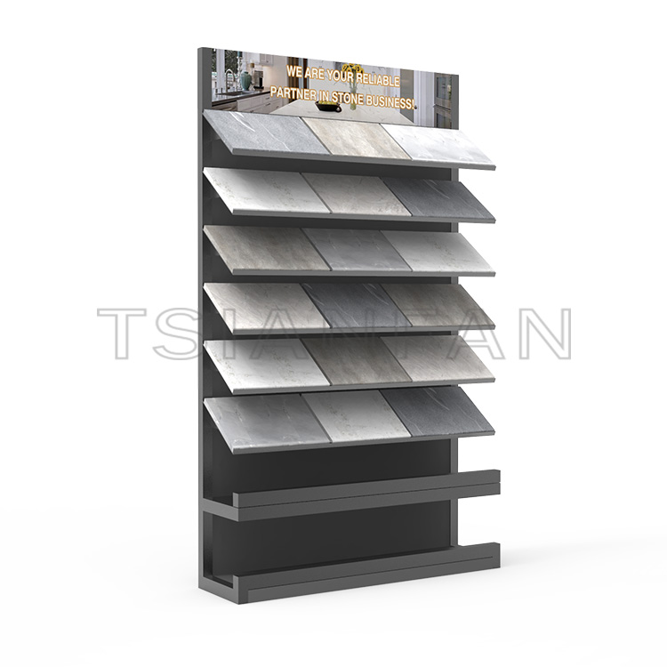 Upright floor-to-ceiling quartz stone sample display stand-SG002
