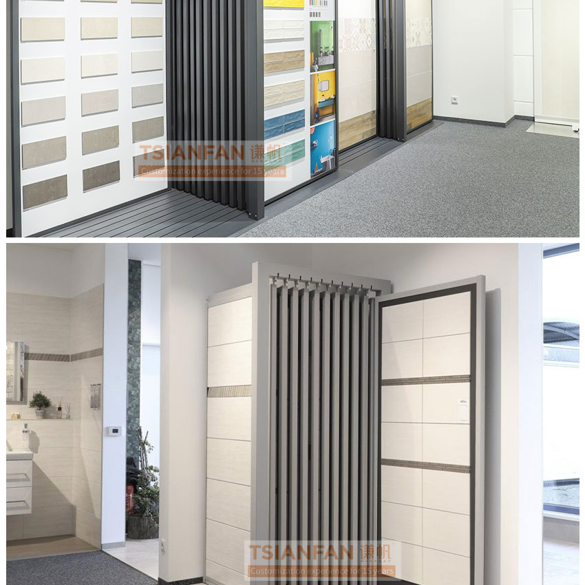 2023 new sliding partition granite marble tile display shelf