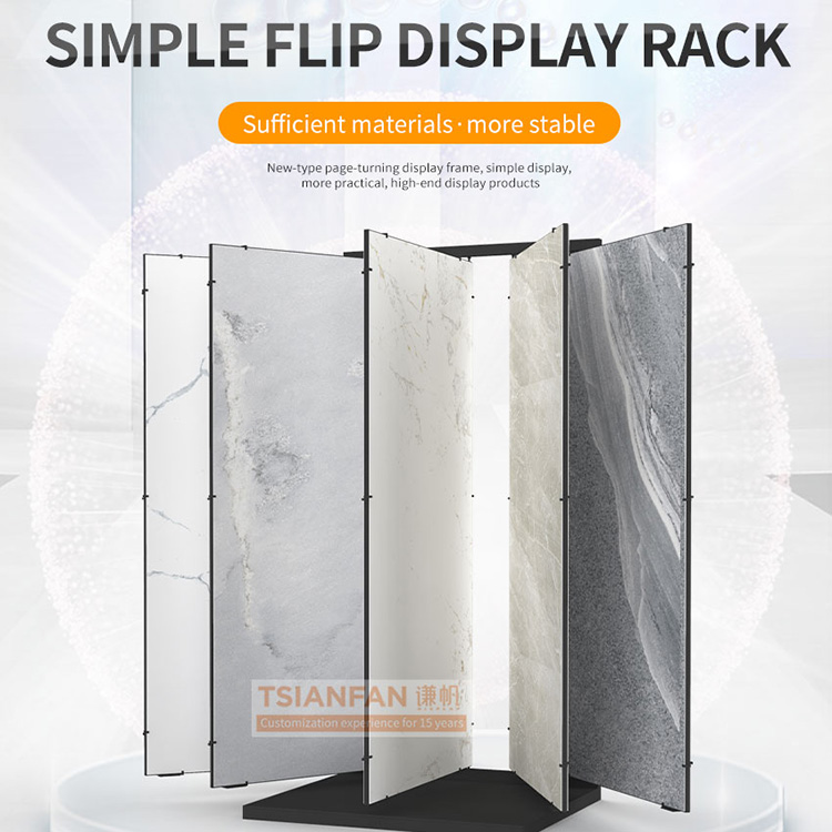 Ceramic tile page-turning book wings sliding simple display rack