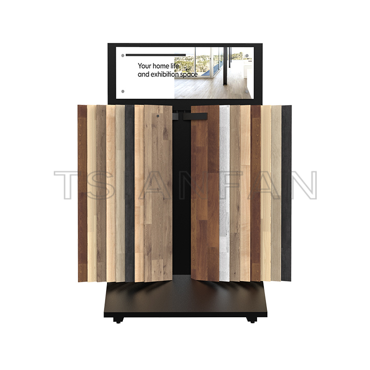 Customized Solid wood floor stand page turning Display Steel rack-WF3009
