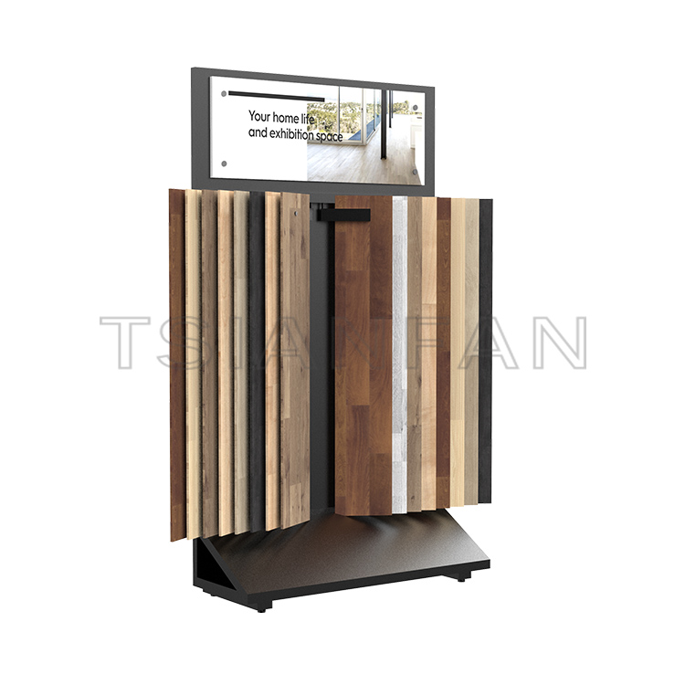 Customized Solid wood floor stand page turning Display Steel rack-WF3009