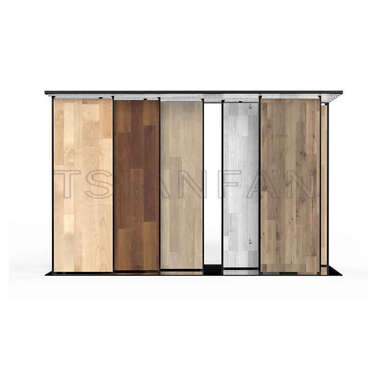 High quality Customize push-pull rack planks hard wood floor display stand