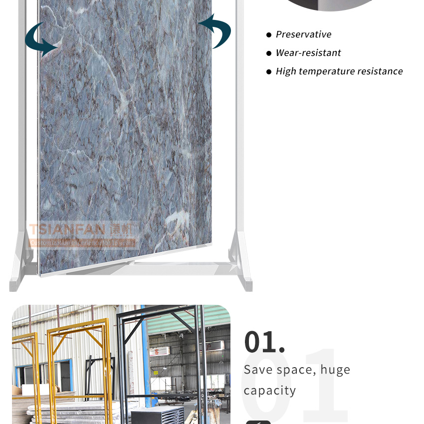 Custom Rotating Large Panel Custom Granite Stone Sample Display Stand For Showroom-QT002