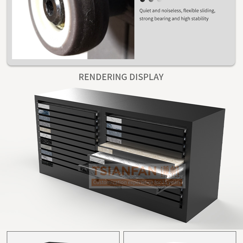 2023 Design black tile marble slabs sample display drawers exporter