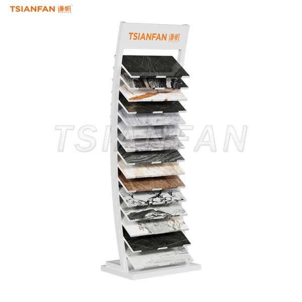 white granite stone sample display