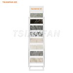 white stone display rack